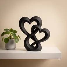 Escultura Corações Entrelaçados Decorativa Moderno Amor Decoração Casal