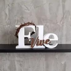 Letreiro "Ele Vive" Decoração Cristã Religiosa Com Coroa de Espinhos Minalisa e Elegante