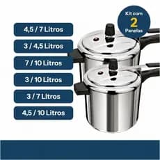 KIT COM 2 PANELAS DE PRESSÃO ASJ ALUMINIO POLIDA VÁRIOS KITS + ENVIO RÁPIDO