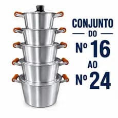 Jogo de Panela Aluminio lixado Conjunto  Kit 5 Peças n° 14 a 22 com tampa