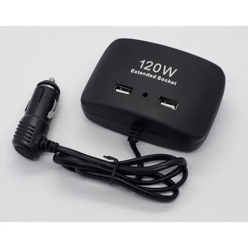 Carregador Veicular Extensão Triplo Soquete  Para Tomada Veicular 12V E 24V 120w Com 2 Usb (M-21-42A)