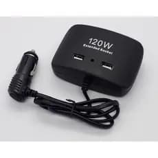 Carregador Veicular Extensão Triplo Soquete  Para Tomada Veicular 12V E 24V 120w Com 2 Usb (M-21-42A)