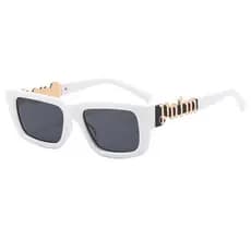 Óculos de sol masculinos de moda: material metálico ~ óculos de pernas de letras ~ óculos de sol ao ar livre ~ anti-UV