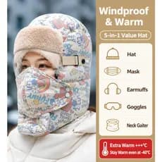 Gorro de Ciclismo Feminino Mais Vendido no Inverno, Quente, à Prova de Frio e Vento, com Proteção para Orelhas e Olhos