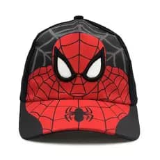 Boné Infantil do Homem-Aranha com Aba Curvada em Esquema de Cores Vermelho e Preto
