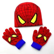 Conjunto de gorro e luvas de inverno para meninos do Homem-Aranha