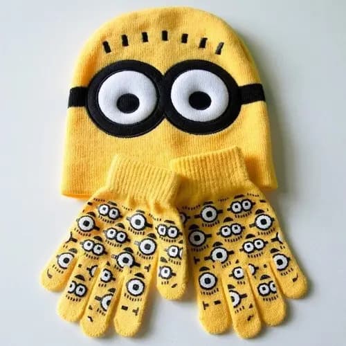 🧶 Crianças desenhos animados tricotado chapéu + luvas Outono Inverno aquecimento ao ar livre resistente ao frio