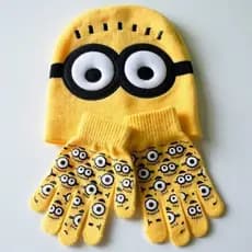 🧶 Crianças desenhos animados tricotado chapéu + luvas Outono Inverno aquecimento ao ar livre resistente ao frio