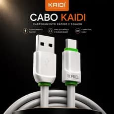 Cabo Tipo C Para Carregador Turbo Com Carga Rapida reforçado Original Kaidi Tipo C