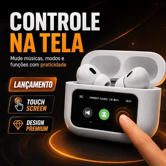 Fone De Ouvido Sem Fio Tela Touch com cancelamento de ruído Bluetooth Original A'Gold FN-BT43
