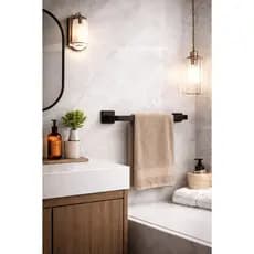 Porta Toalha de rosto de Parede Preto Fosco | Design Minimalista Banheiro