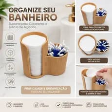 Organizador Porta Cotonetes e Discos de Algodão Compacto Banheiro Penteadeira Lavabo