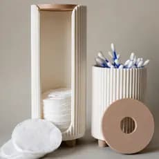 Kit Porta Algodão e Porta Cotonete Organizador de Banheiro com Tampa Decorativo Moderno Premium