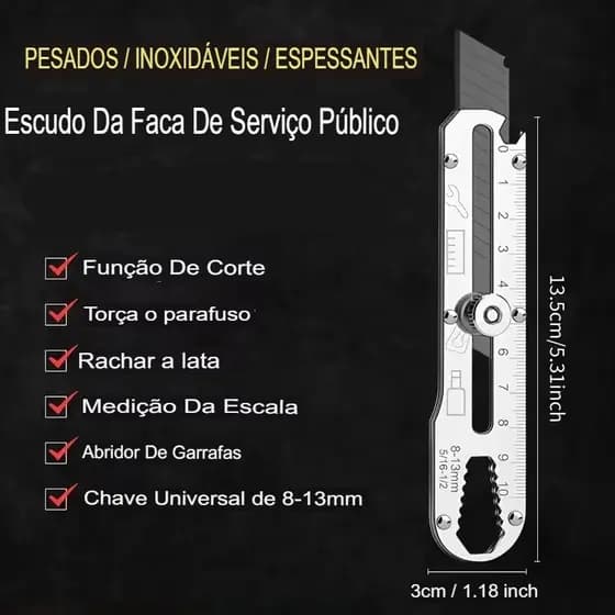 Estilete Profissional 18mm Com Trava Aço Inox Maciço