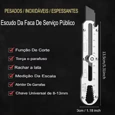 Estilete Profissional 18mm Com Trava Aço Inox Maciço