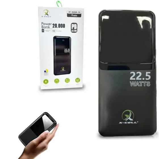 Power Bank 20.000mAh USB-C – Carregador Portátil Rápido com 2 Saídas