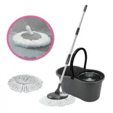 Mop Giratório 360° com Balde Inox – Limpeza Prática, Rápida e Sem Esforço