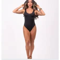 Body Feminino Suplex Boddy Estilo Maiô Alta Qualidade Verão Moda Praia Suplex Decote Liso Preto