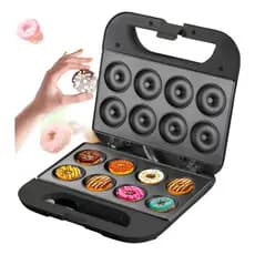 Máquina de Donuts 220V e 110V Preta, Rápida e Perfeita para Rosquinha 8 Tiragem Por Vez NEW