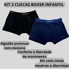 Kit 2 Cuecas Boxer Infantil Cotton Lisa Menino 659-K2