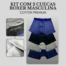 Kit 2 Cuecas Boxer Masculinas Cotton Leve e Confortável Adulto 624-K2