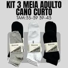 Kit Com 3 Meias Adulto Cano Curto Unissex Confortável Respirável 7519-7540-K3