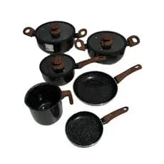 Jogo De Panelas Revestimento Cerâmico MundiArt 6 Peças Tampas Borda De Silicone