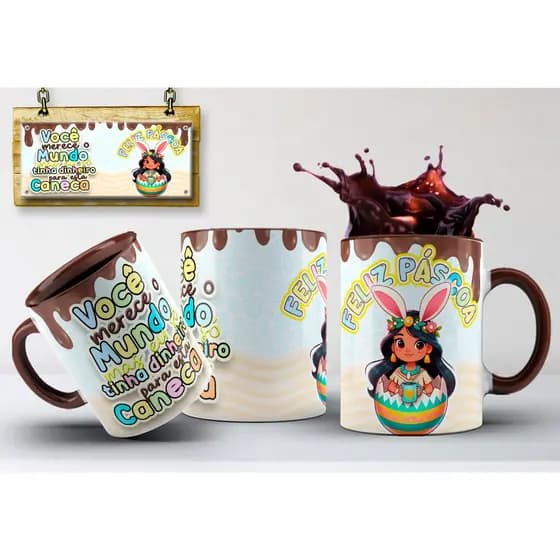 Caneca Páscoa Pocahontas Princesas