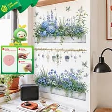 Adesivos de parede simulação planta verde vaso auto-adesivo adesivos decoração de parede interior prateleira paisagem ad