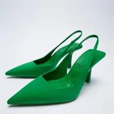 2025 Verão Nova Sandália Fina Para Mulheres Dedo Do Pé Verde Sandálias Fechadas Sapatos Ocos Com Salto Médio Mulher