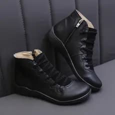 Europeu americano 2026 botas femininas tamanho grande dedo do pé redondo salto cunha estilo romano Martin botas feminina