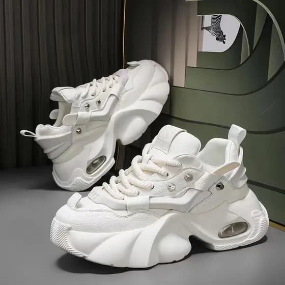 2025 Tênis Masculino De Tamanho Grande , Mocassins Com Aumento De Altura , Branco/Preto