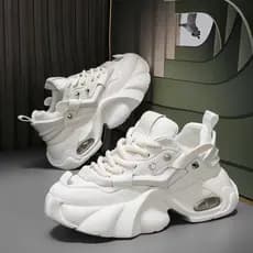 2025 Tênis Masculino De Tamanho Grande , Mocassins Com Aumento De Altura , Branco/Preto