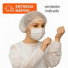 Avental TNT Descartável Proteção Hospitalar Manga Longa Punho Elástico