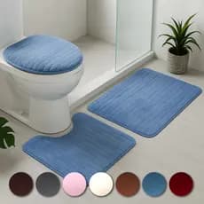 Tapete de banheiro IDee Home 3 peças, macio, antiderrapante, com estampa de qualidade.