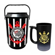 Kit Cervejeiro Corinthians Oficial Cooler Térmico 6L + Caneca de Chopp 500ml Presente para Torcedor
