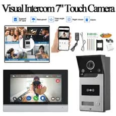 Video Porteiro Interfone 7" Touch Screen Câmera 2MP 120° Visão Noturna Controle De Acesso Sistema De Segurança Doméstica
