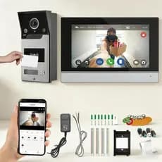 Interfone Visual 7" Touch Câmera 2MP Sistema De Segurança Residencial IP65 Impermeável Visão Noturna