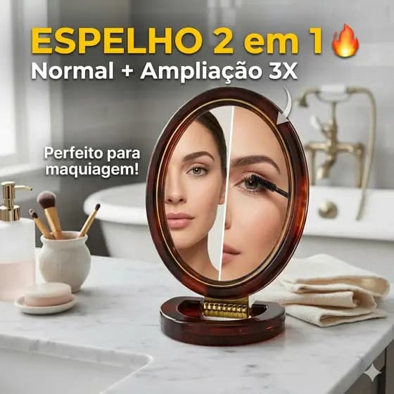 ESPELHO REDONDO DUPLA FACE -SUPORTE FLEXÍVEL E RESISTENTE