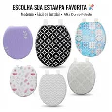Assento Sanitário Almofadado Estampada – Assento Sanitário Macio, Confortável, Fácil Instalação