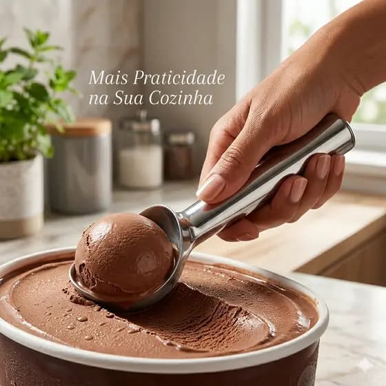 Kit com 2 Colheres de Sorvete Profissionais em Alumínio 18,5cm – Ultra Resistentes para Gelato e Sobremesas