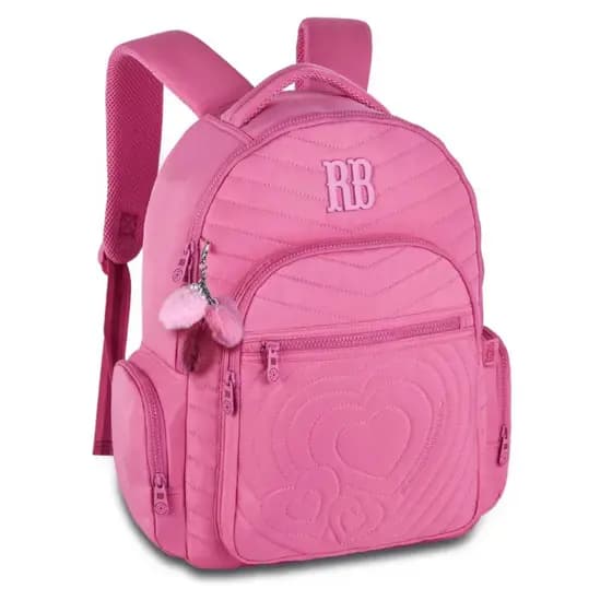 Mochila Bolsa Costas Rebecca Bonbon Colorida Coração Pompon