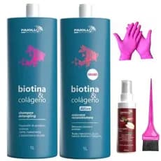 Escova PAIOLLA Biotina sem formol e Colageno sem ardência sem fumaça sem danificar fios liso perfeito 2x1lt