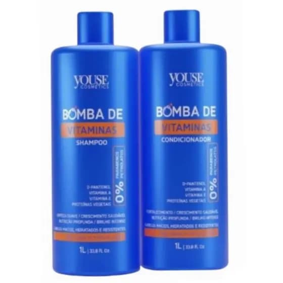 Kit Bomba de Vitaminas Shampoo e Condicionar Youse Cosméticos 2x1 Litro