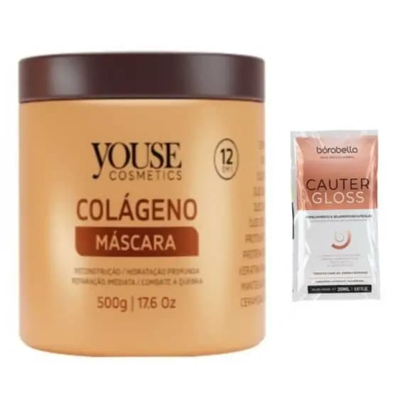Máscara de Colágeno hidratação Capilar 500gr Youse Cosméticos + Sache