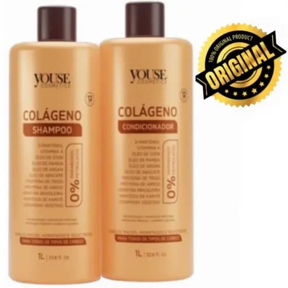 Kit Colágeno Youse Cosméticos Shampoo e Condicionador Hidratação 2x1 Litro