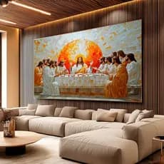 Quadro Decorativo Santa Ceia de Jesus – Arte Religiosa para Sala Moderna Luxuosa
