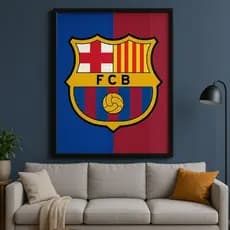 Quadro Decorativo Barcelona Escudo Tradicional La Liga Parede Sala Quarto Presente Torcida Catalã