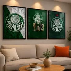 Kit 3 Quadros Palmeiras Decorativo Futebol Torcedor Verdão Parede