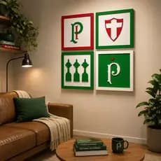 Kit Quadros Palmeiras Decorativo Sala Futebol Moderna 4 Peças
